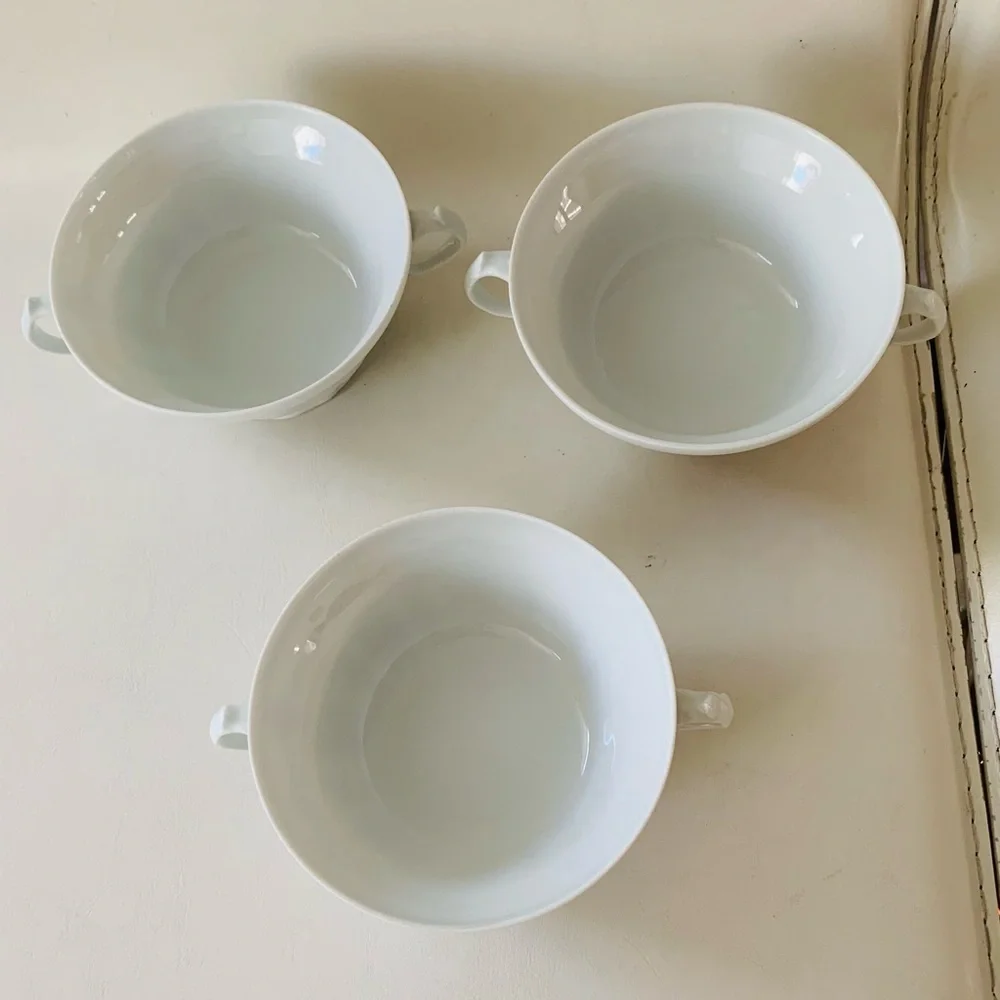 Vintage Limoges Union Limousine France White Cream Soup Cups 3